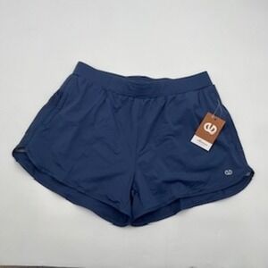 Allzero Womens Running Shorts Navy Blue Zip Pockets Lined Athletic Size Large